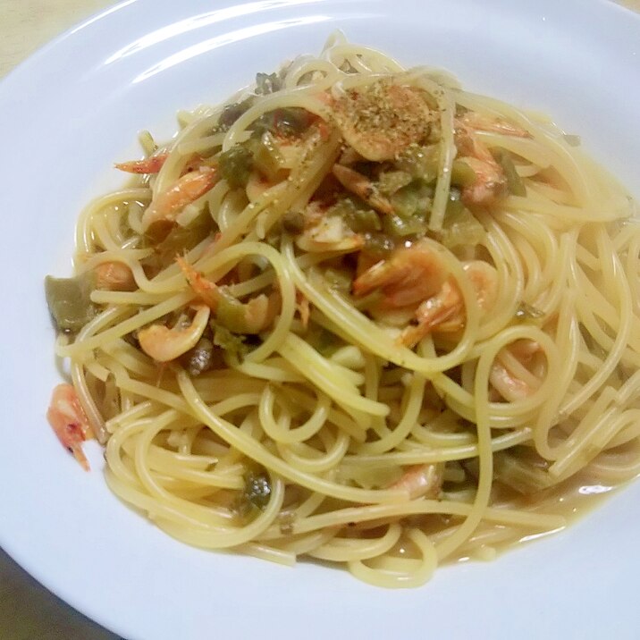 高菜と桜えびのピリ辛パスタ レシピ 作り方 By 家飲みつまみ 楽天レシピ